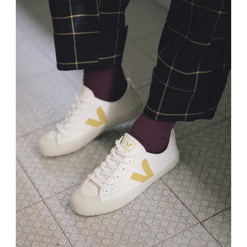 Veja NOVA CANVAS Women's Shoes White/Yellow | CA 477RVD